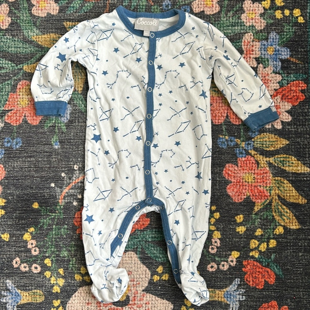 Coccoli Star Print Baby Sleeper Footie Pajamas, Size 3 Months